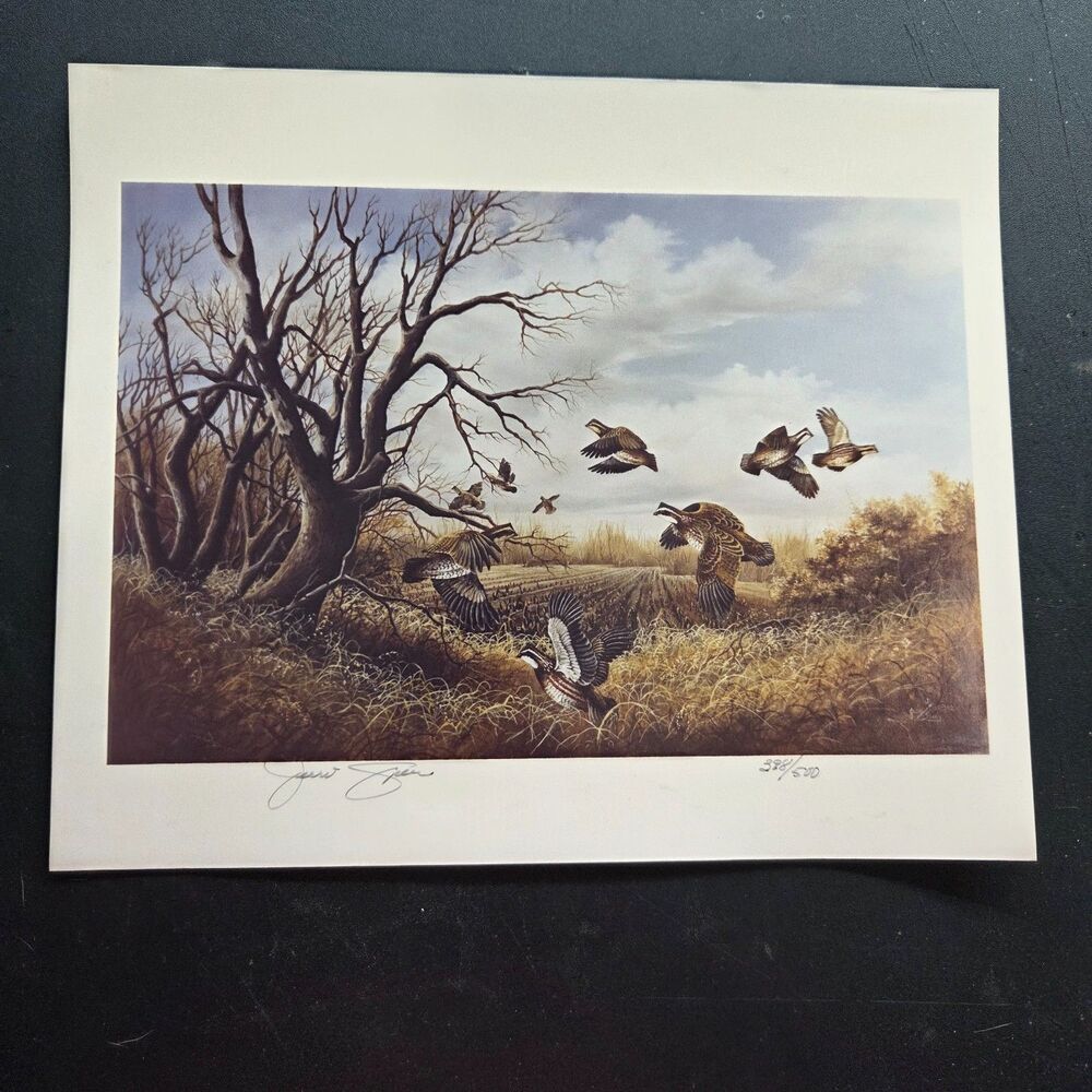 Jerrie Glasper Country Covey Signed Limited Edition Quail Print 398/500